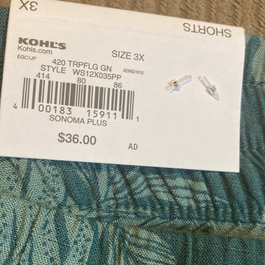 3x Sonoma Full Elastic Waistband Shorts. New With Tags. Green Leaves. Pl — image 3 of 3